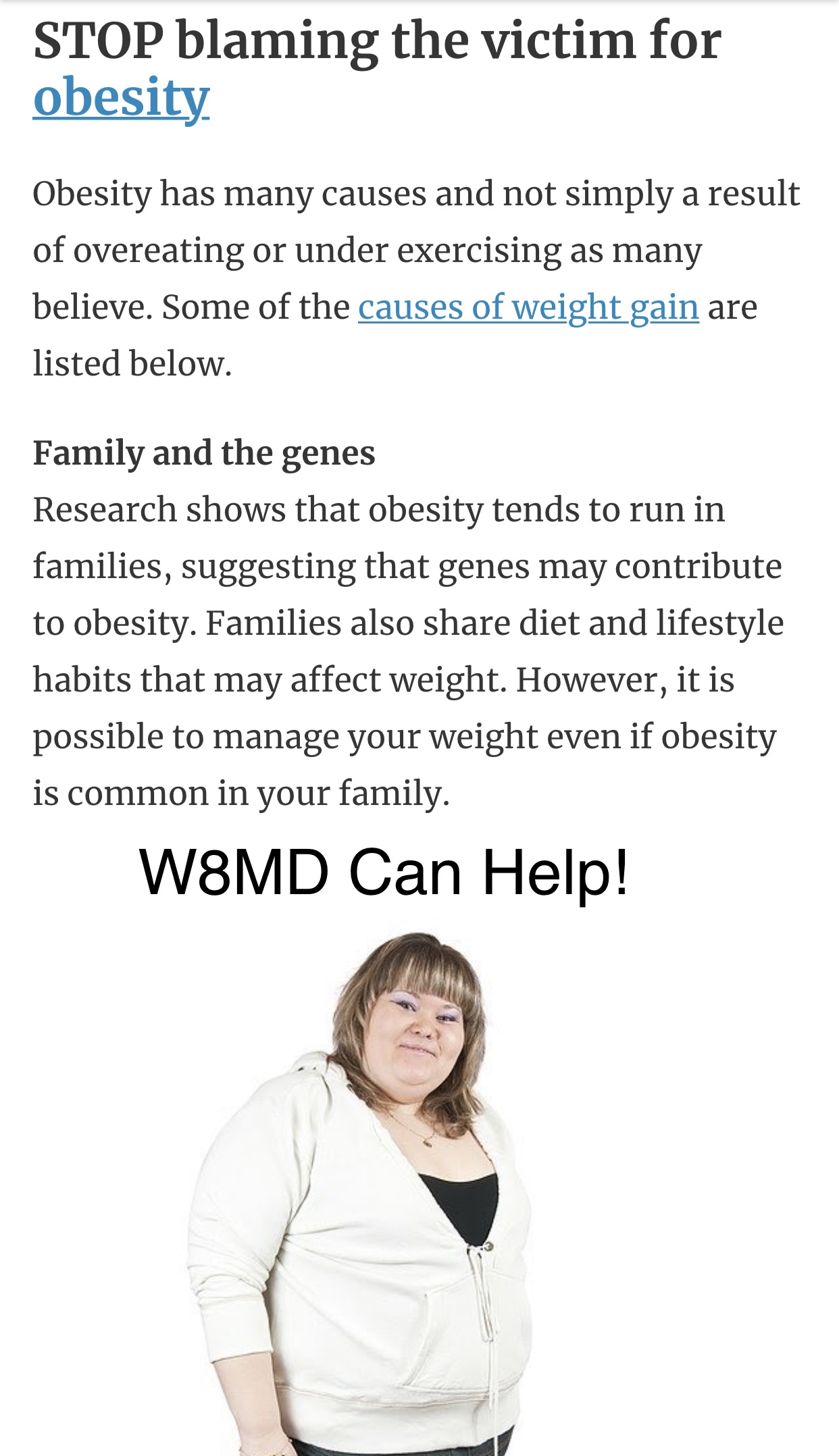 Stop blaming the victim for obesity
